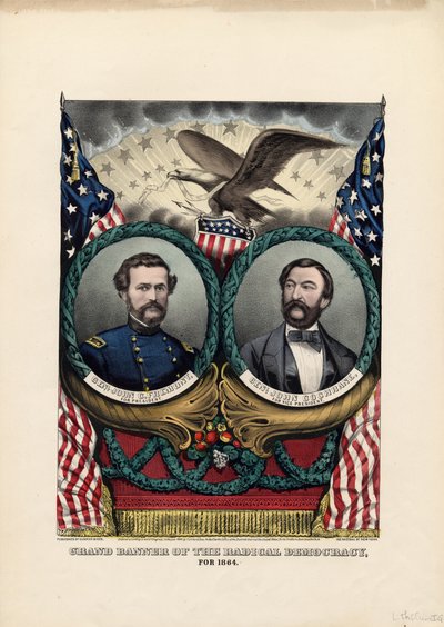 Velký prapor radikální demokracie, pro 1864, hospoda. od Currier & Ives, 1864 od American School
