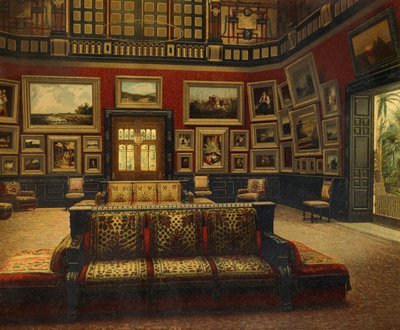 Great Hall, Van der Bilt Hotel v New Yorku, Ca 1840, barevná rytina od American School