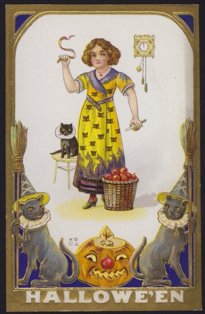 Halloweenské přání (barevná litografie) od American School