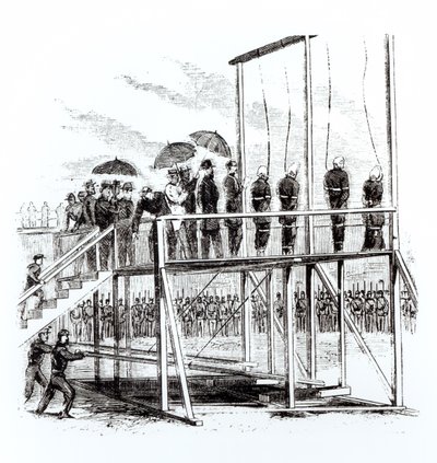 Pověšení spiklenců atentátu na Lincolna, 7. července 1865 od American School