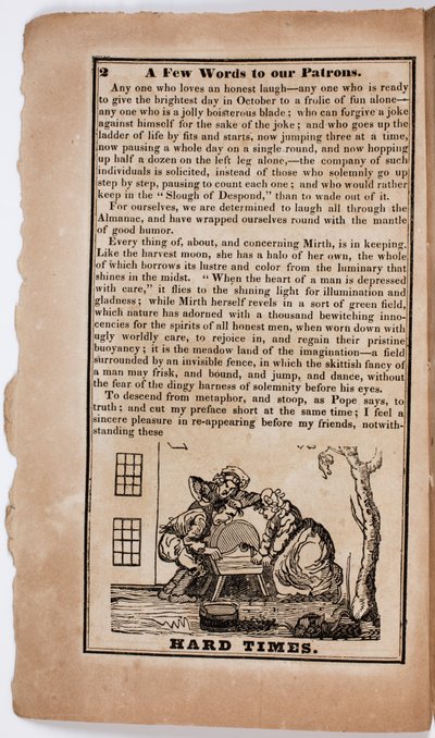 Těžké časy, strana 2 z The American Comic Almanach for 1838 od American School