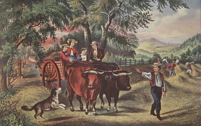 Haying-time, The First Load, hospoda. 1868, Currier & Ives od American School
