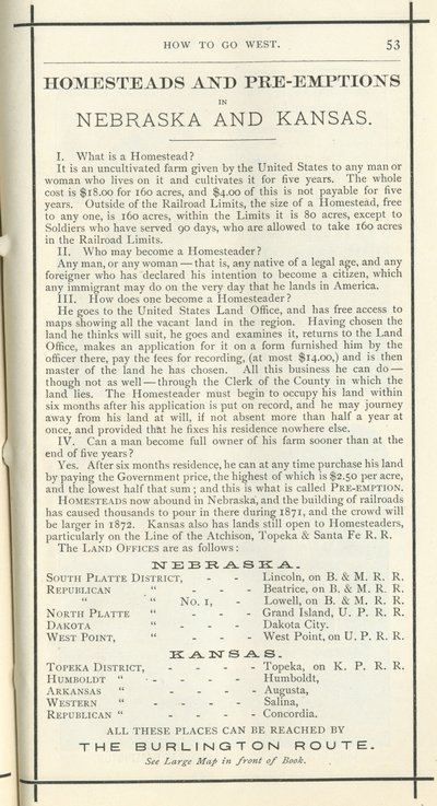 Usedlost a pre-empce, 1872 (tisk) od American School