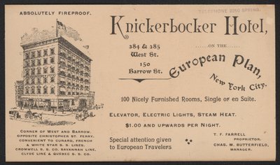 Hotel Trade Card od American School