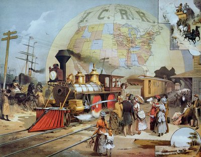 Illinois Central Railroad, c.1886 (barevné lito) od American School