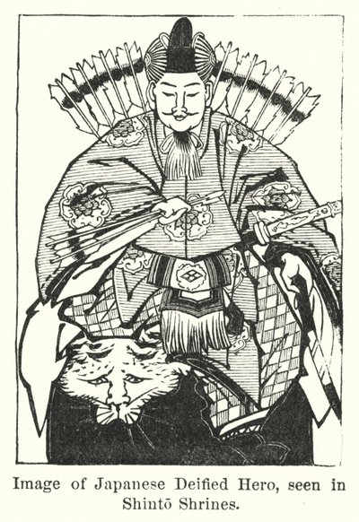 Obrázek japonského zbožštěného hrdiny, viděný v šintoistických svatyních (rytina) od American School