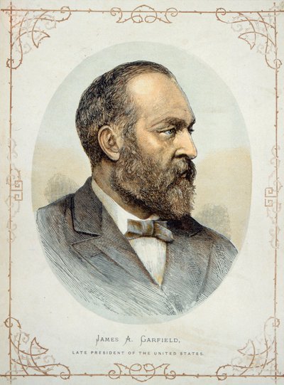 James A. Garfield (1831-81), pozdější prezident Spojených států (barevné lito) od American School