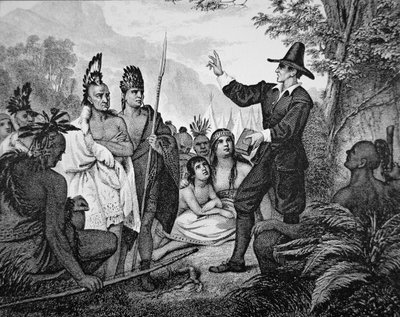 John Eliot (1604-90) (litho) od American School
