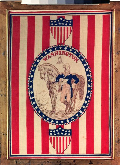 Šátek zobrazující celovečerní jezdecký portrét George Washingtona, kolem roku 1876 (bavlna) od American School