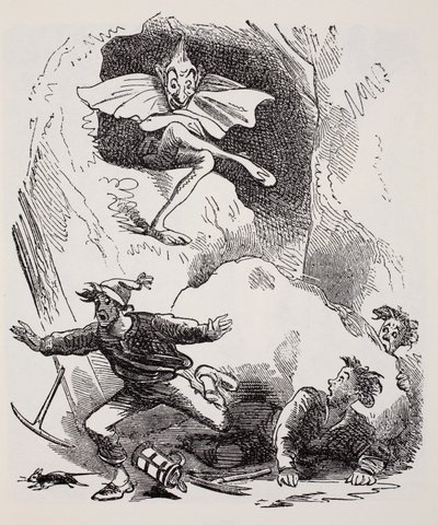 Kobolds, ze Světového průvodce po gnómech, vílách, elfech a dalších lidech od Thomase Keightleyho (1789-1872) Vydáno 1880, (BW Engraving) od American School