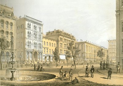 LaSalle Street z Courthouse Square, od Chicago Illustrated, s literárními popisy Jamese W. Sheahana, vydal Jevne & Almini, Chicago, 1866-67 od American School