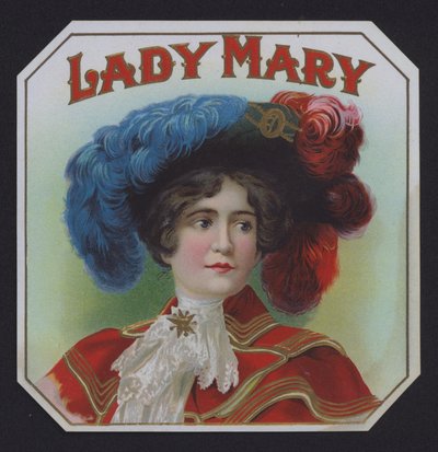 Lady Mary, štítek doutníku (chromolitho) od American School
