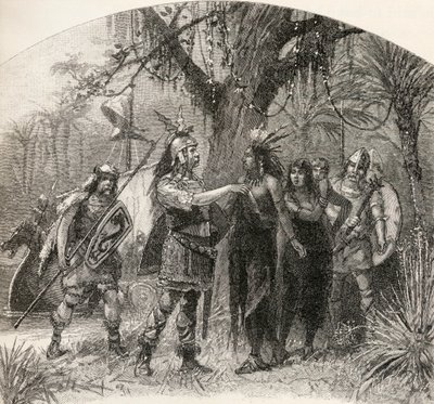 Landing of Northmen, z „Stručné historie Spojených států“, vydaného A. S. Barnes und Co. v roce 1885 od American School