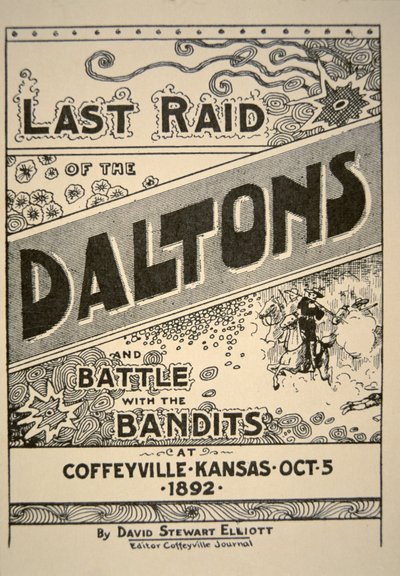 „Poslední nájezd Daltonů...v Coffeyville, Kansas“ od Davida Stewarta Elliota, 5. října 1892 (litho) od American School
