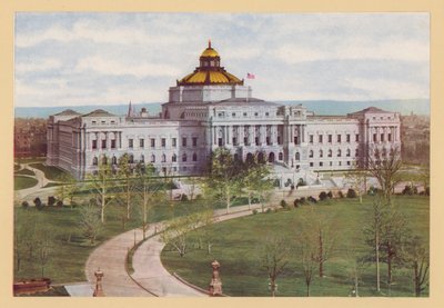 Kongresová knihovna, Washington DC (barevná litografie) od American School
