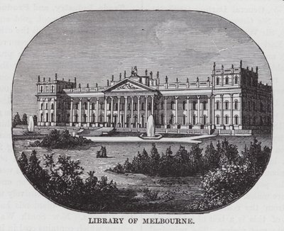 Library of Melbourne (rytina) od American School