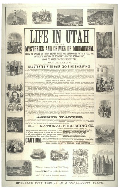 Život v Utahu aneb záhady a zločiny mormonismu; být odhalením jejich tajných obřadů a ceremonií, c.1870 od American School
