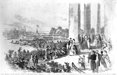 Lincolnova recepce v Bílém domě pro císaře Napoleona (1808-73) z Ilustrovaných novin Franka Leslieho 17. srpna 1861 od American School