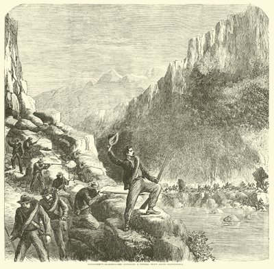 Longstreetovi ostrostřelci útočící na federální vlak nad Chattanoogou, říjen 1863 od American School
