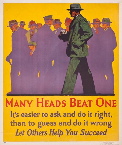 Mnoho hlav porazilo jednu; motivační plakát z roku 1929 od American School
