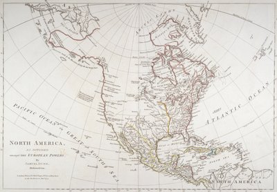 Mapa Severní Ameriky rozdělené evropskými mocnostmi, 1774 od American School