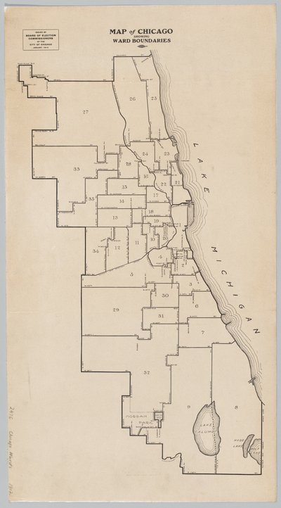 Mapa Chicaga zobrazující hranice Ward od American School