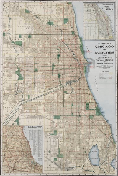 Mapa Chicaga a předměstí od American School