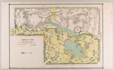 Mapa Humboldt Park zobrazující vylepšení parku, Chicago, Illinois od American School