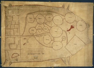 Mapa původních indiánských zemí, kolem 1721-25 (vellum) od American School