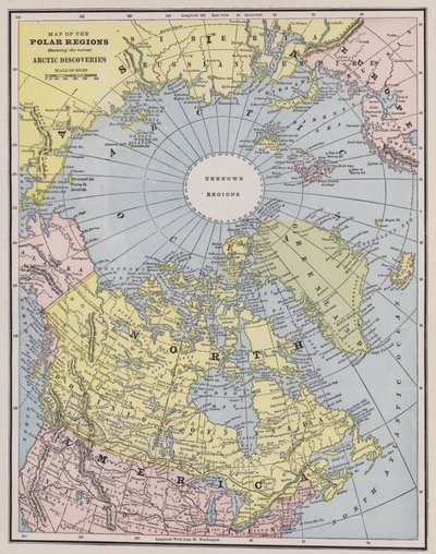Mapa Arktidy (barevná rytina) od American School
