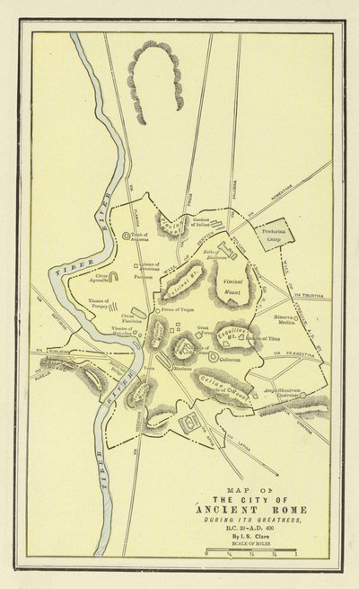Mapa města starověkého Říma během jeho velikosti, BC 30-400 AD od American School