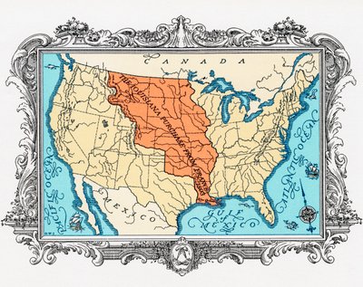 Mapa koupě Louisiany od American School