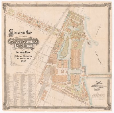 Mapa světové kolumbijské výstavy, Chicago, Illinois od American School