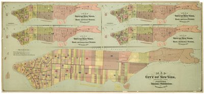 Mapa města New York, ukazující jeho politické divize a pododdělení od American School