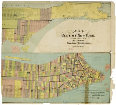 Mapa města New York, ukazující jeho politické divize a pododdělení od American School