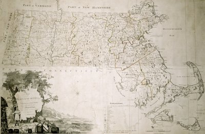 Mapa státu Massachusetts, 1801 od American School