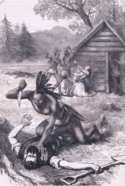 Masakr osadníků, ilustrace z Cassell