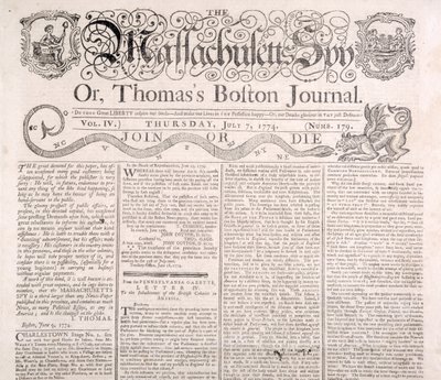 Tiráž špióna Massachusetts 7. července 1774 (tisk) od American School