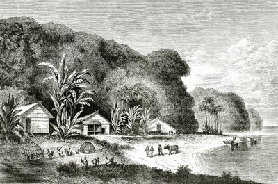 Ústa řeky Saigon, ilustrace z návštěvy Saigonu od Waltera Rose, publikovaná v Appletons Journal, 4. května 1872 od American School