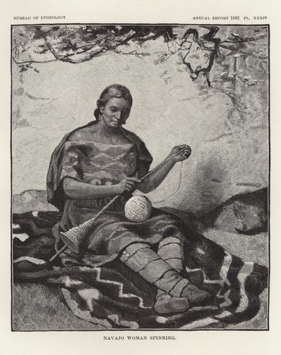 Navajo žena předení od American School