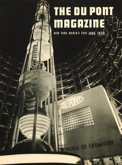 New York Worlds Fair, přední obálka časopisu DuPont, červen 1939 od American School