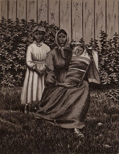 Niagarské vodopády: indická rodina (litho) od American School