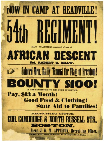 Nyní v táboře v Readville! 54. pluk!, cca 1863 od American School