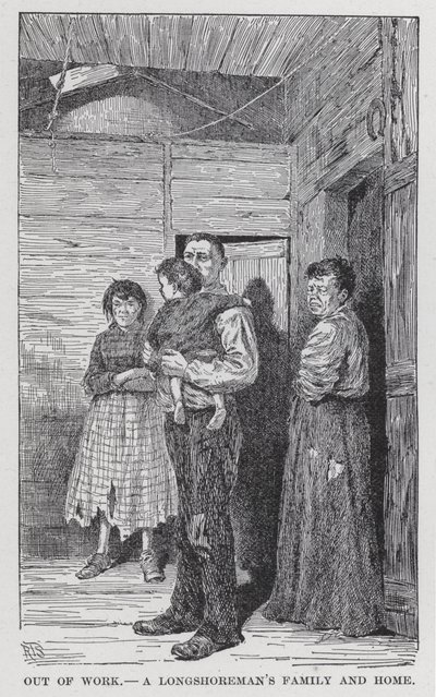 Bez práce, námořnická rodina a domov (litho) od American School