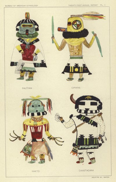 Pautiwa, Cipikne, Hakto, Caiastacana (barevná litografie) od American School