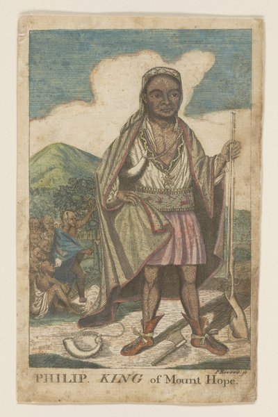 Phillip, King of Mount Hope, hospoda. 1772 (ručně kolorovaná rytina) od American School