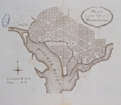 Plán města Washington, jak byl původně stanoven v roce 1793 od American School