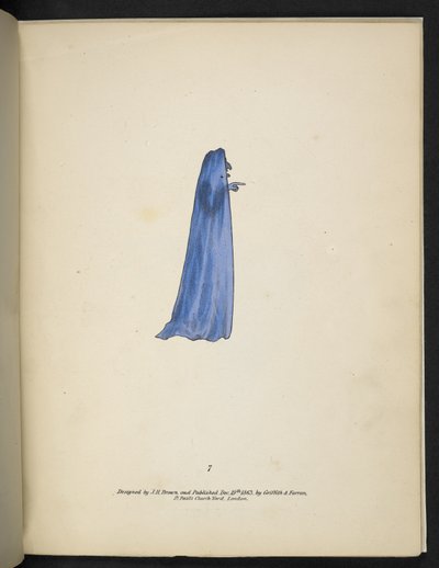 Talíř 7. Duch v modrém.  Spectropia; nebo, Překvapivé spektrální iluze zobrazující duchy všude a jakékoli barvy atd. ser. 1.  J.H. Hnědý  1864 od American School