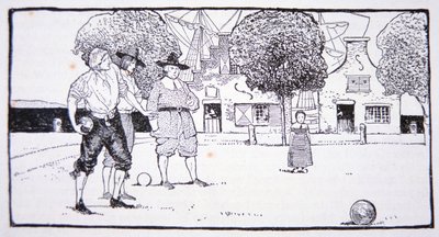 Hrací mísy v Novém Amsterdamu v 17. století (litho) od American School