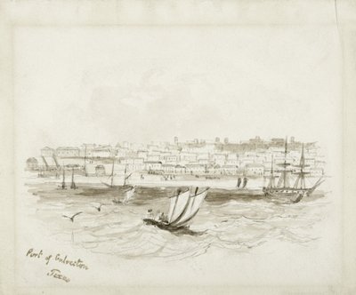Port of Galveston, Texas, konec 19. století (inkoust na tkaném papíře) od American School